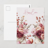 Aquarell Oster Postkarte mit Ostereiern und Blumen ポストカード (正面/裏面)