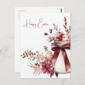 Aquarell Oster Postkarte mit Ostereiern und Blumen ポストカード (正面/裏面)