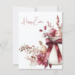 Aquarell Oster Postkarte mit Ostereiern und Blumen ポストカード