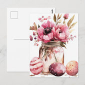 Aquarell Oster Postkarte mit Ostereiern und Blumen ポストカード (正面/裏面)