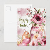 Aquarell Oster Postkarte mit Ostereiern und Blumen ポストカード (正面/裏面)