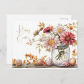 Aquarell Oster Postkarte mit Ostereiern und Blumen ポストカード (正面/裏面)