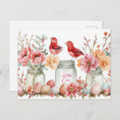 Aquarell Oster Postkarte mit Ostereiern und Blumen ポストカード (正面/裏面)