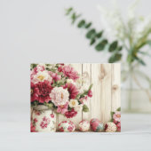 Aquarell Oster Postkarte mit Ostereiern und Blumen ポストカード (スタンド正面)