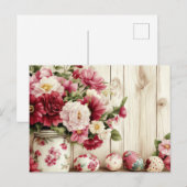 Aquarell Oster Postkarte mit Ostereiern und Blumen ポストカード (正面/裏面)