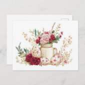 Aquarell Oster Postkarte mit Ostereiern und Blumen ポストカード (正面/裏面)