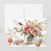 Aquarell Oster Postkarte mit Ostereiern und Blumen ポストカード (正面/裏面)