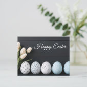 Aquarell Oster Postkarte mit Ostereiern und Tulpen ポストカード (スタンド正面)