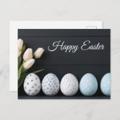 Aquarell Oster Postkarte mit Ostereiern und Tulpen ポストカード (正面/裏面)