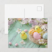 Aquarell Oster Postkarte mit Osternest und Kücken ポストカード (正面/裏面)