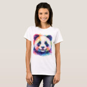Aquarell Panda T-Shirt - Schwarz & Weiß Tシャツ (正面フル)