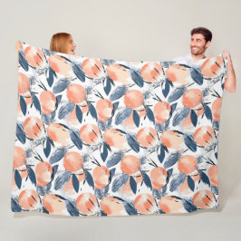 Aquarell Pfirsich Pattern Design フリースブランケット