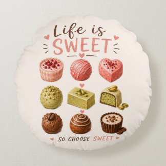 Aquarell Pralinen – Französische Patisserie Cafe ラウンドクッション