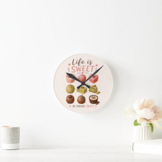 Aquarell Pralinen – Französische Patisserie Cafe ラウンド壁時計