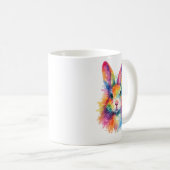 Aquarell Regenbogen Hase Tasse – Wildtier Edition コーヒーマグカップ (正面右)