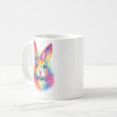 Aquarell Regenbogen Hase Tasse – Wildtier Edition コーヒーマグカップ (正面左)