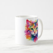 Aquarell Regenbogen Katze Tasse – Wildtier Edition コーヒーマグカップ (正面右)
