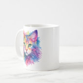Aquarell Regenbogen Katze Tasse – Wildtier Edition コーヒーマグカップ (正面左)