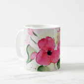 Aquarell rosa Blumen コーヒーマグカップ (正面左)