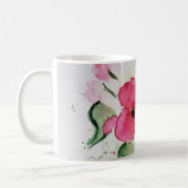 Aquarell rosa Blumen コーヒーマグカップ (左)