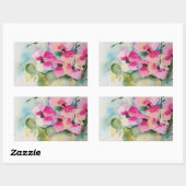 Aquarell rosa Blumen in der Vase 長方形シール (シート)