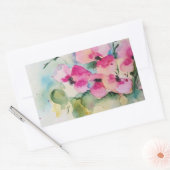 Aquarell rosa Blumen in der Vase 長方形シール (封筒)