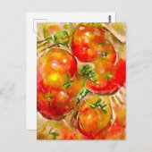 Aquarell. Rote Tomaten. Küchenkunst ポストカード (正面/裏面)