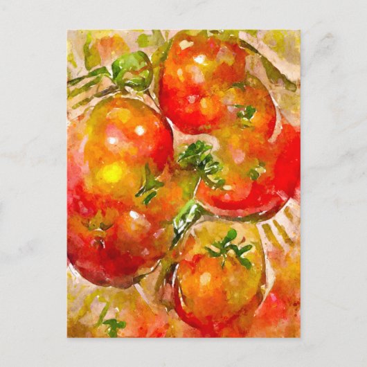 Aquarell. Rote Tomaten. Küchenkunst ポストカード (正面)