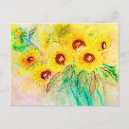 Aquarell Sonnenblumen. Blumenstrauß gemalt. ポストカード