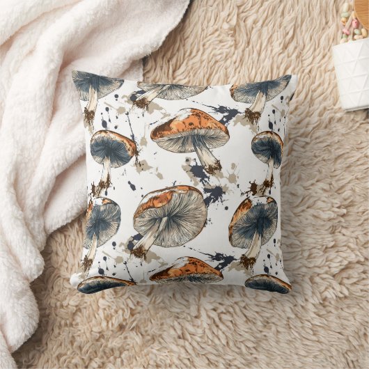 Aquarell Wald Pilze Design クッション (ブランケット)
