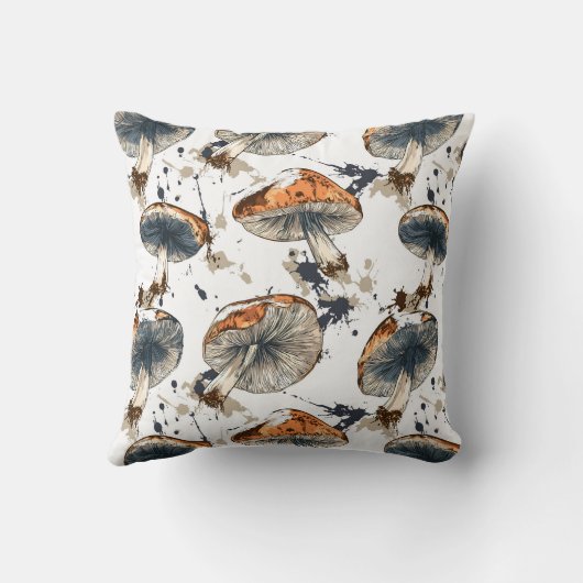 Aquarell Wald Pilze Design クッション (裏面)