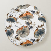 Aquarell Wald Pilze Design ラウンドクッション (裏面)