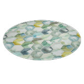 AquarelleのHonycomb青及び緑のパターン カッティングボード (角)