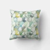 AquarelleのHonycomb青及び緑のパターン クッション (裏面)