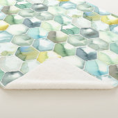 AquarelleのHonycomb青及び緑のパターン シェルパブランケット (3/4)