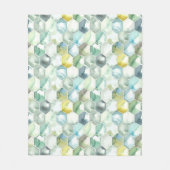 AquarelleのHonycomb青及び緑のパターン フリースブランケット (正面)