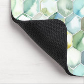AquarelleのHonycomb青及び緑のパターン マウスパッド (コーナー)