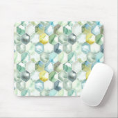 AquarelleのHonycomb青及び緑のパターン マウスパッド (マウス)