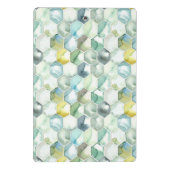 AquarelleのHonycomb青及び緑のパターン ミニクリップボード (裏面)