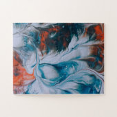 Aquarelle fluide indigo bleu orange corail ジグソーパズル (横)