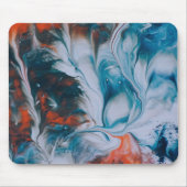 Aquarelle fluide indigo bleu orange corail マウスパッド (正面)