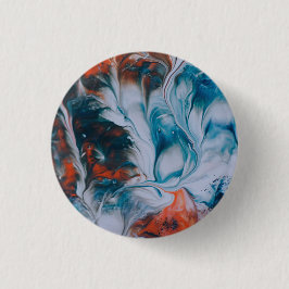 Aquarelle fluide indigo bleu orange corail 缶バッジ