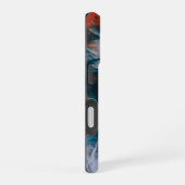 Aquarelle fluide indigo bleu orange corail iPhone 16ケース (右側面)