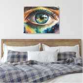 aquarelle oeil bleu キャンバスプリント (インサイチュ (寝室))