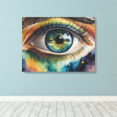 aquarelle oeil bleu キャンバスプリント (インサイチュ (ウッドフロア))