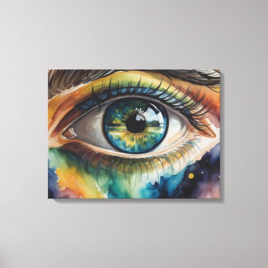 aquarelle oeil bleu キャンバスプリント (正面)