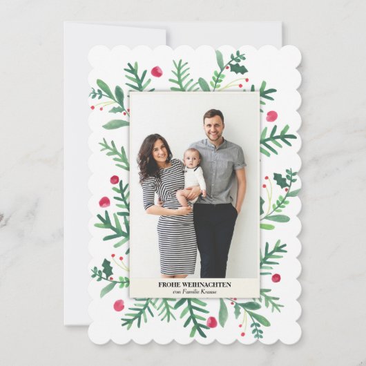 Aquarellmalerei | Frohe Weihnachten シーズンカード (正面)