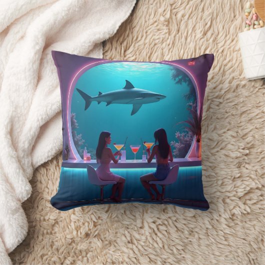 Aquarium Cocktail Bar & Pirate Ship Pillow クッション (ブランケット)