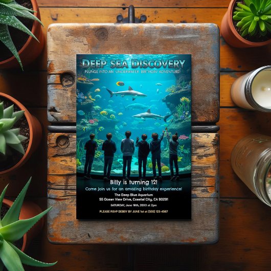 Aquarium Deep Sea Discovery Birthday Party ポストカード