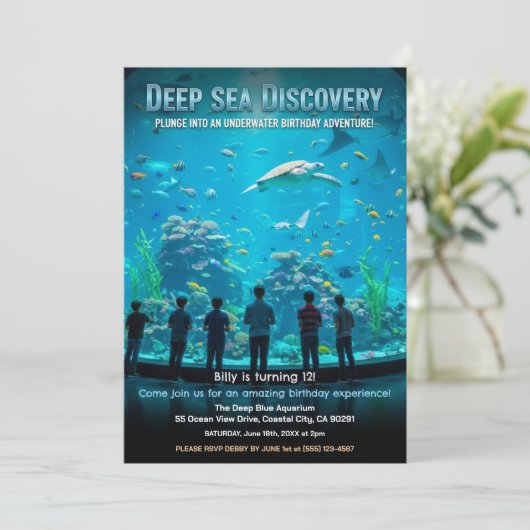 Aquarium Deep Sea Discovery Birthday Party 招待状 (スタンド正面)